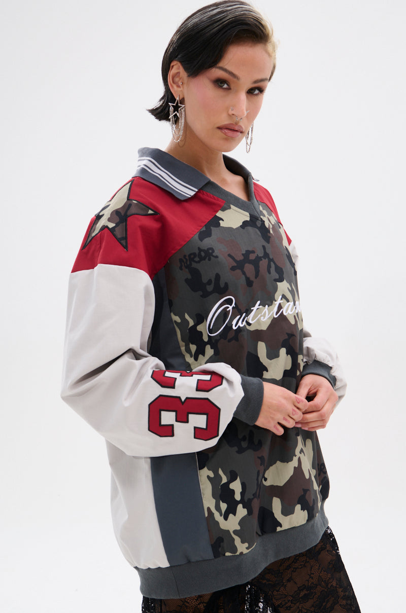 FLIP THE SWITCH PATCHWORK DETAILED JERSEY TOP