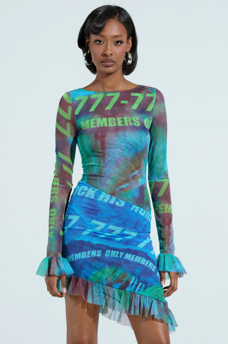 MEMBERS ONLY PRINTED MINI DRESS