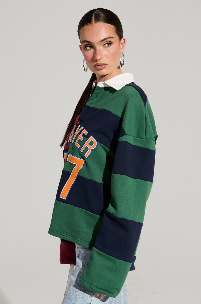 OFF THE FIELD LONG SLEEVE STRIPED RUGBY TEE
