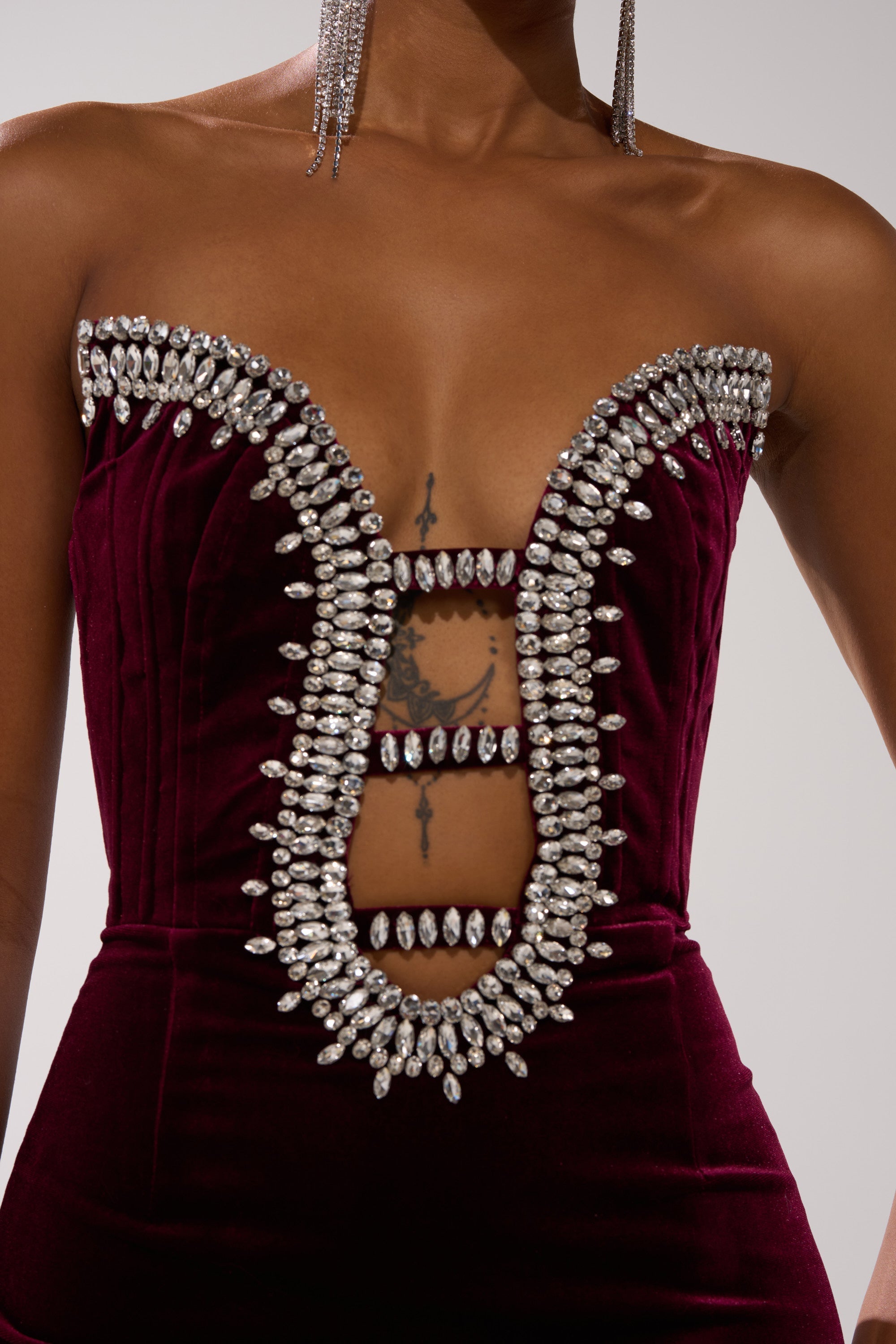 FEELIN THE LOVE VELVET RHINESTONE MINI DRESS