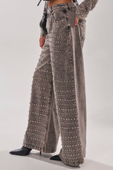 RIZZO STUDDED WIDE LEG DENIM