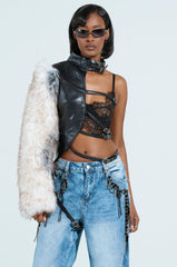 PRETTY RECKLESS FAUX LEATHER HALF THERE TOP