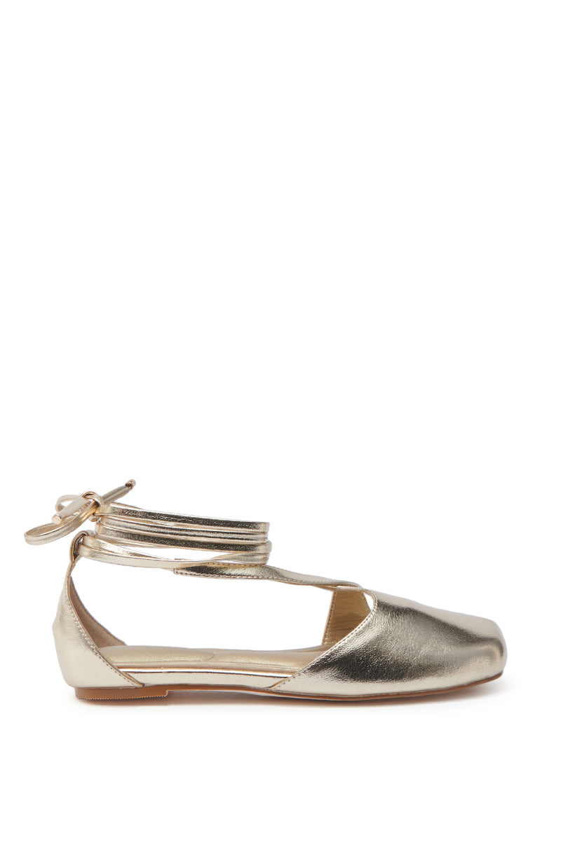 AKIRA AULORA GOLD FLAT SANDAL WITH PEEP TOE