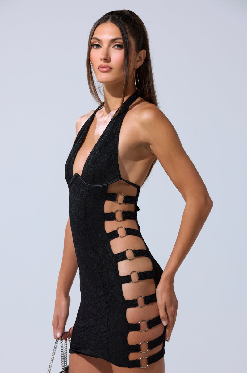 NOT FOR EVERYONE CUTOUT LACE MINI DRESS