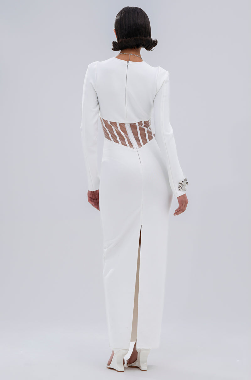 A NIGHT OUT BANDAGE MAXI DRESS IN WHITE