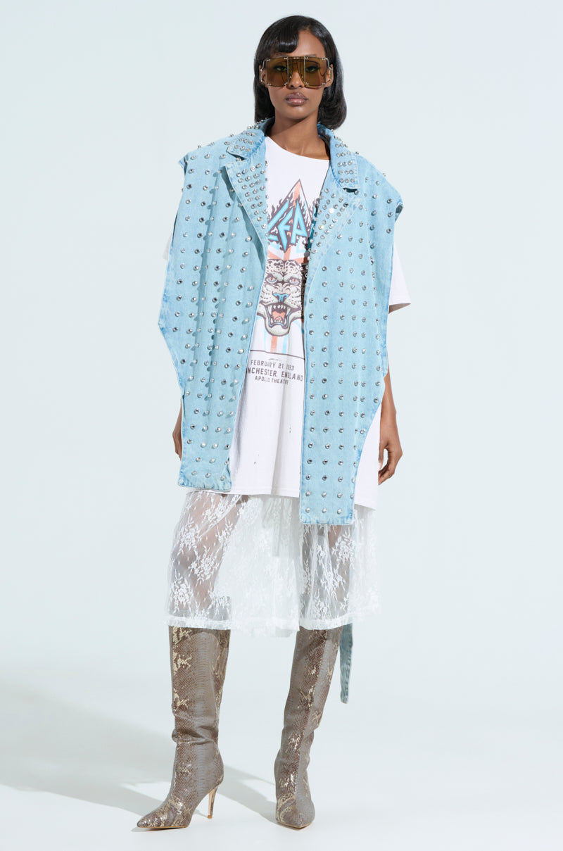 PRESLEY EMBELLISHED DENIM VEST
