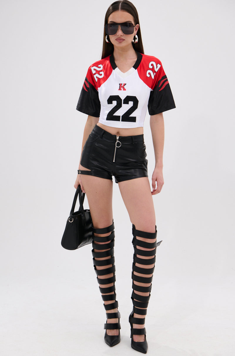 CATCH MY VIBE CORSETED JERSEY TOP