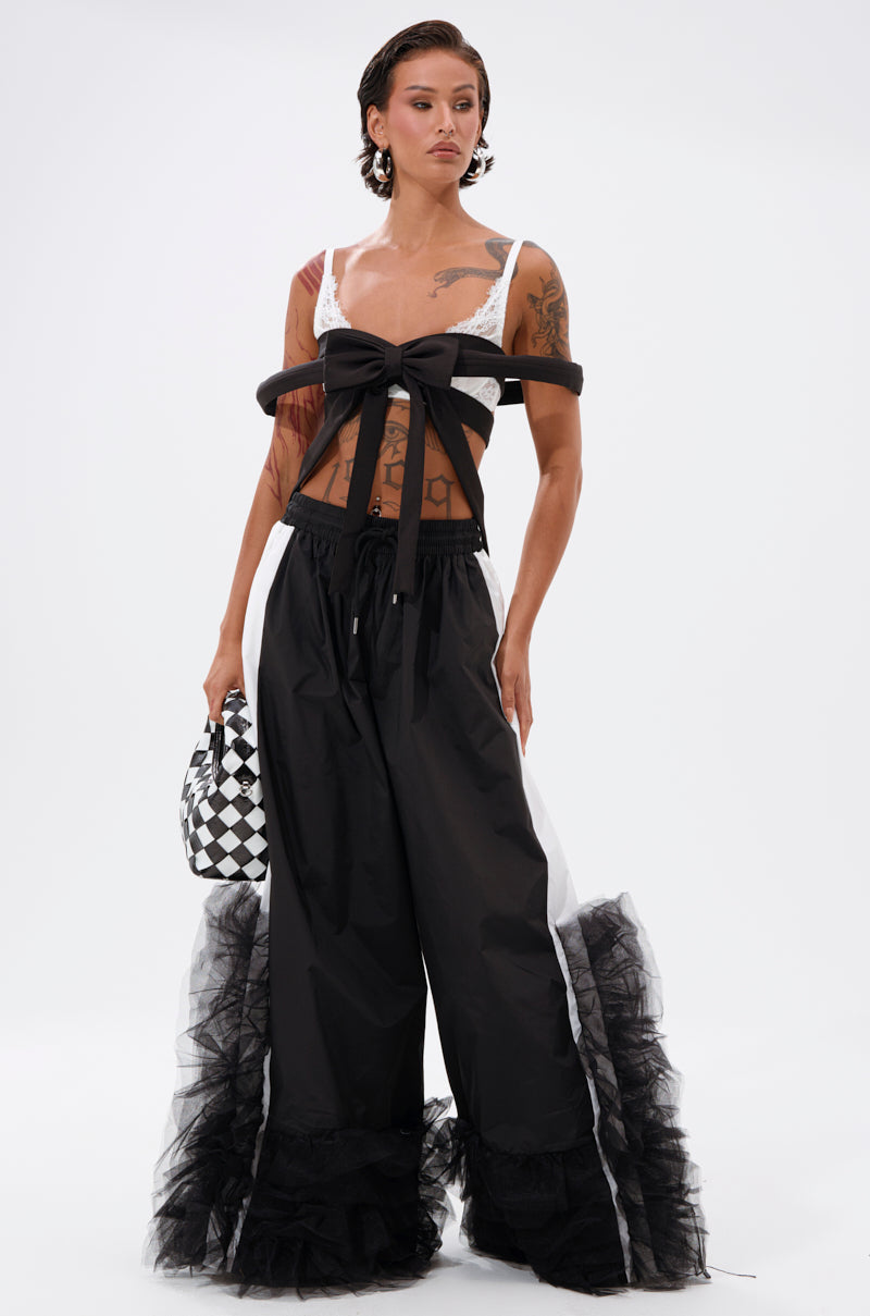 FEELING LIKE A BOSS TRACK PANT WITH TULLE TRIM