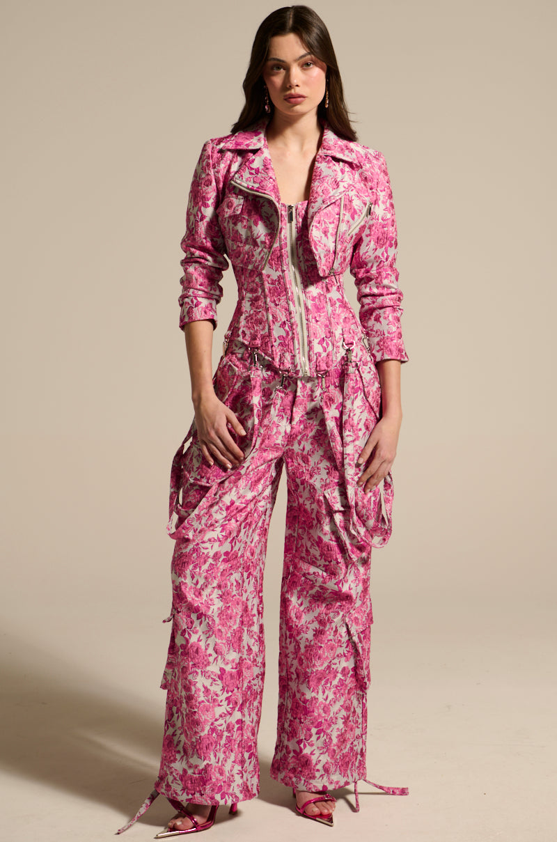 MILEY JACQUARD CROPPED MOTO