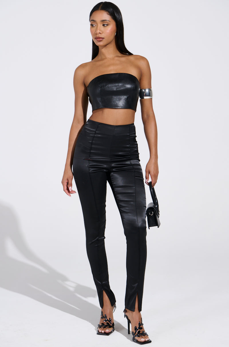 HIT THE LIGHTS SATIN SLIT LEGGING
