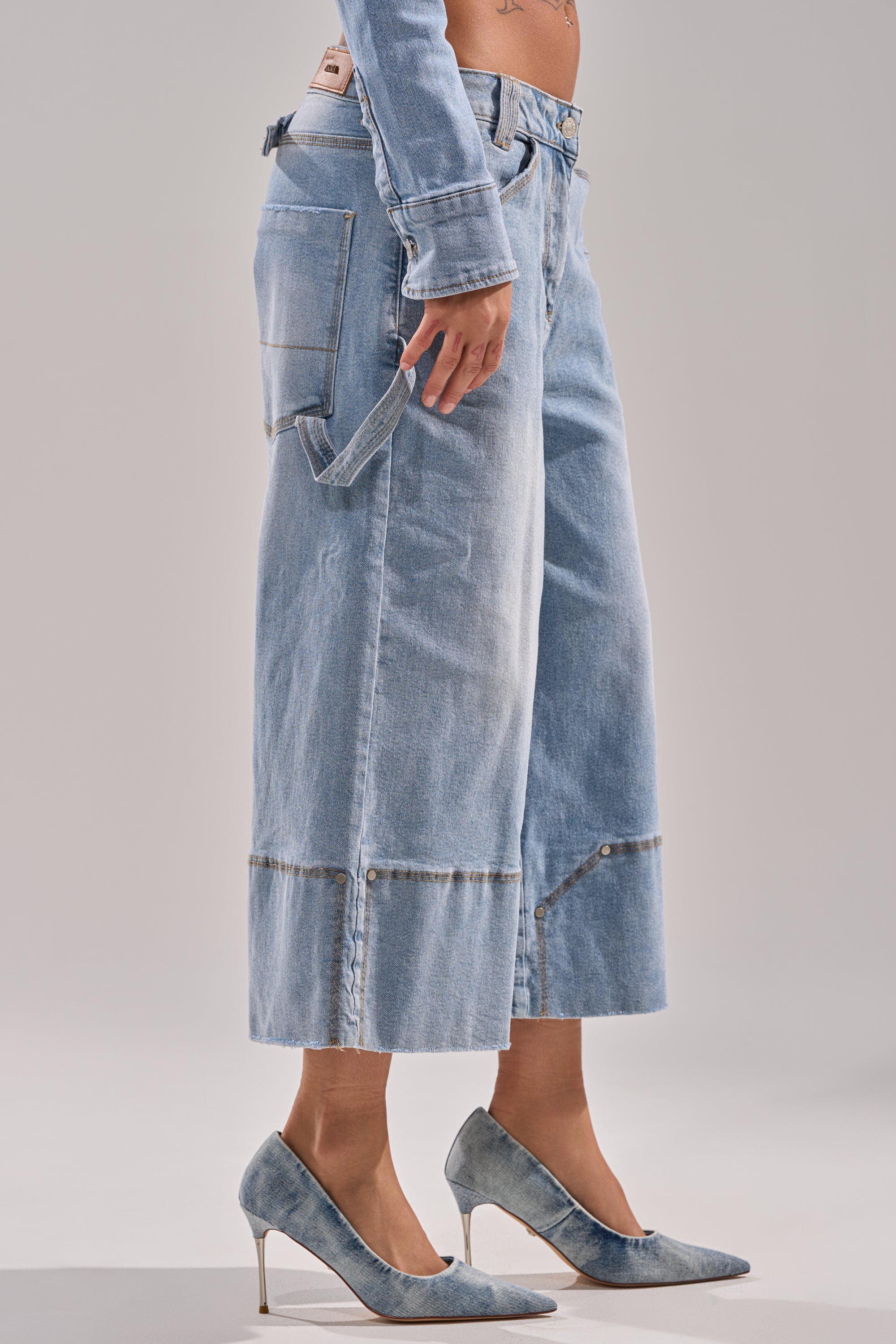 ROCK MY WORLD WIDE-LEG DENIM BERMUDA SHORTS
