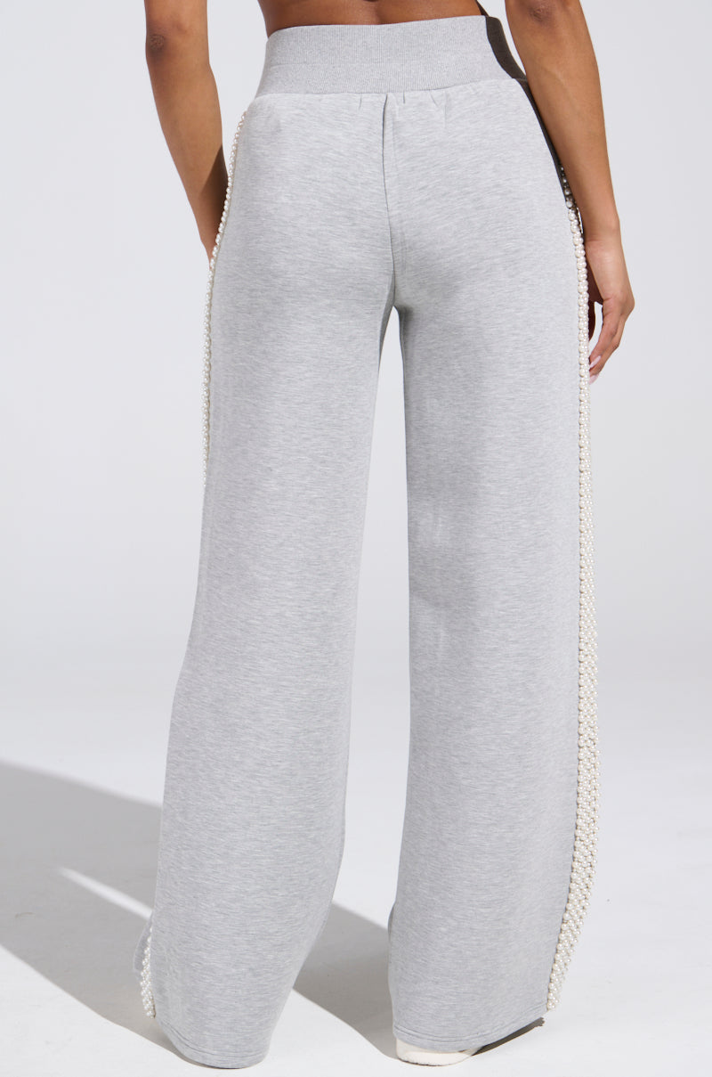 PEARL GIRL WIDE LEG JOGGER IN GREY