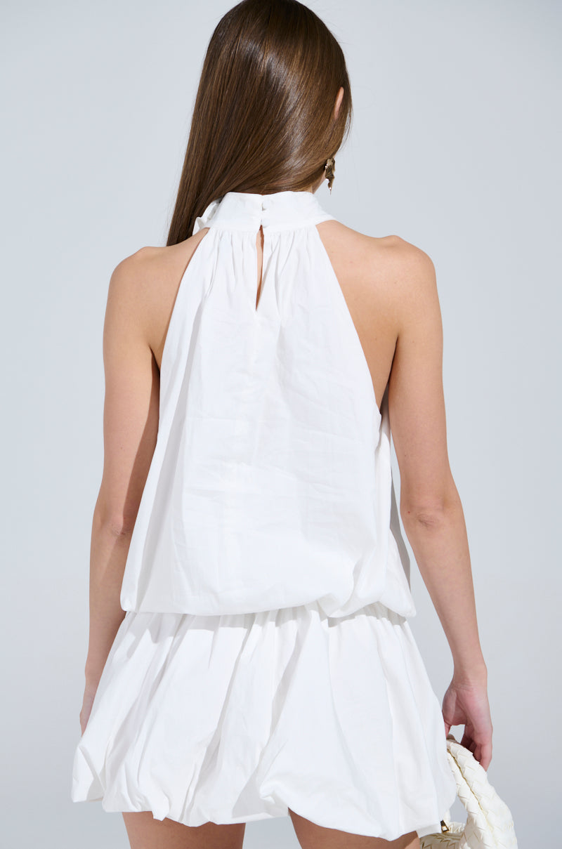 DRESSED FOR ANY OCCASION WHITE POPLIN MINI DRESS