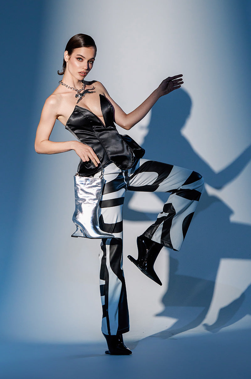 GROOVE ON FAUX LEATHER FLARE TROUSER