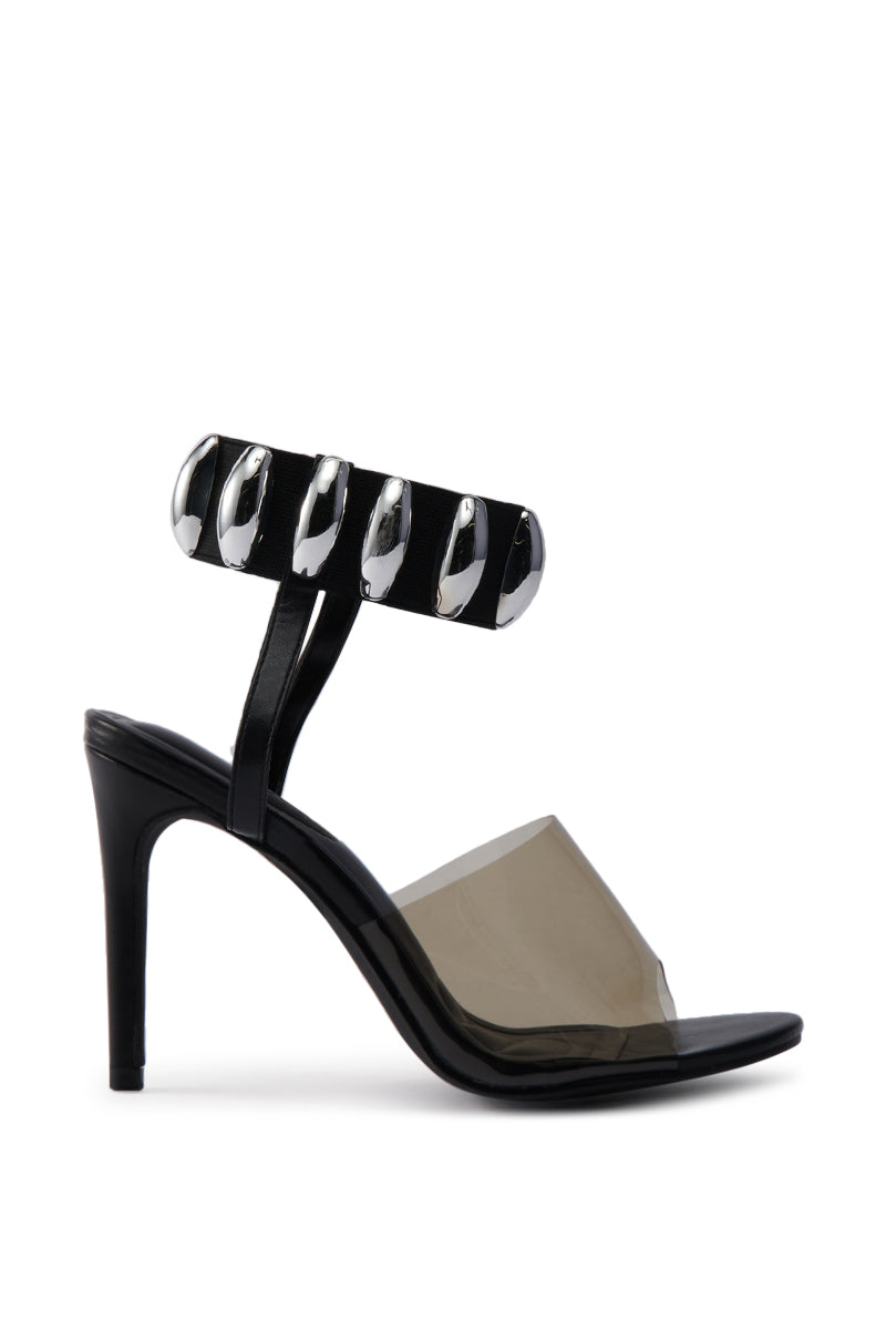AKIRA MADRIDI BLACK PVC AND METAL SANDAL