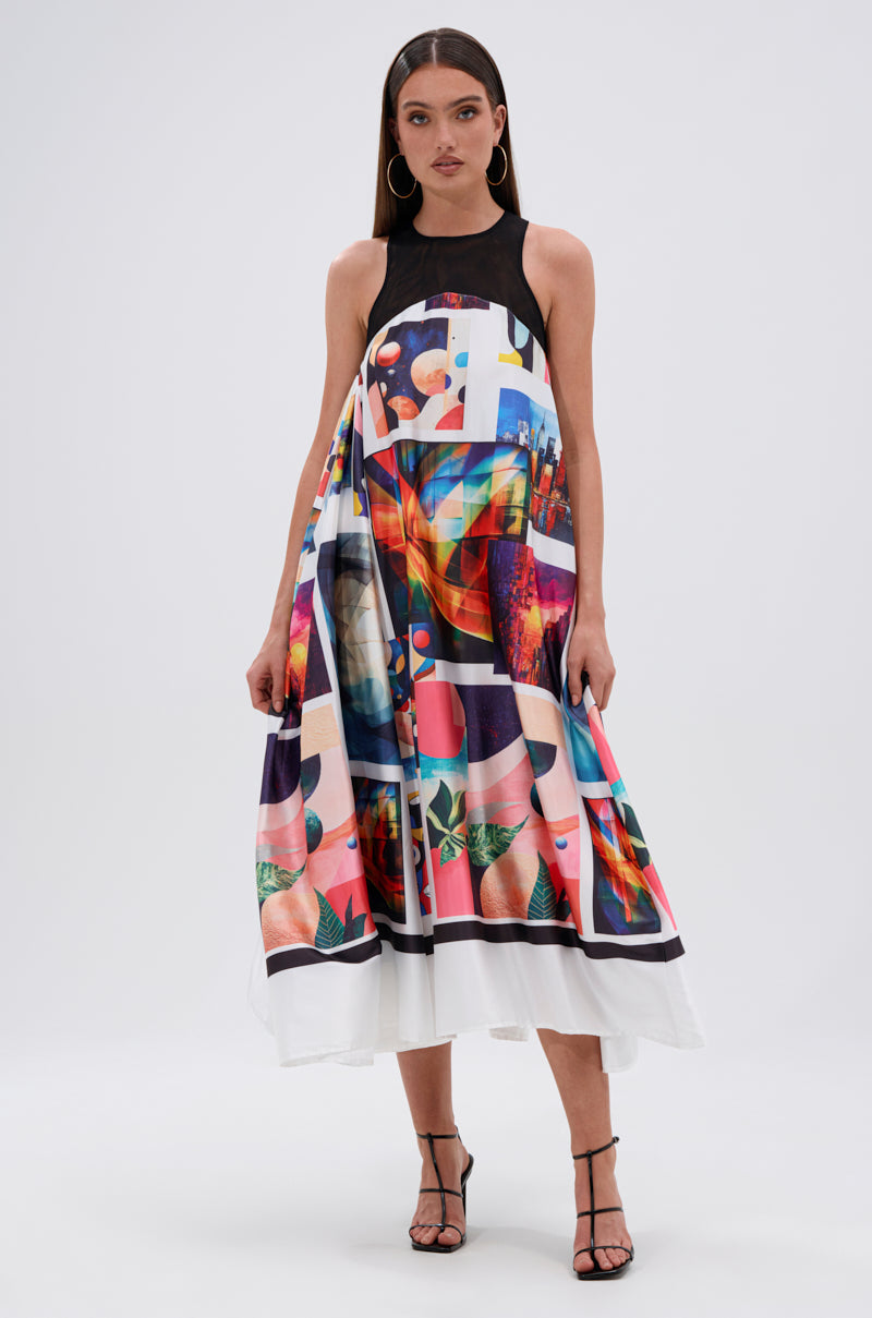 PUT ME IN A MUSEUM PRINTED MIDI DRESS