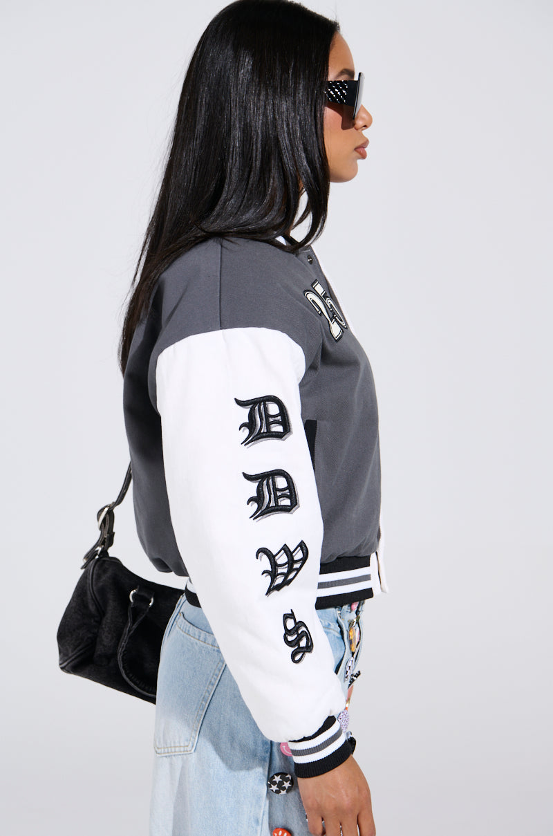 NOT YOUR BABE EMBROIDERED BOMBER