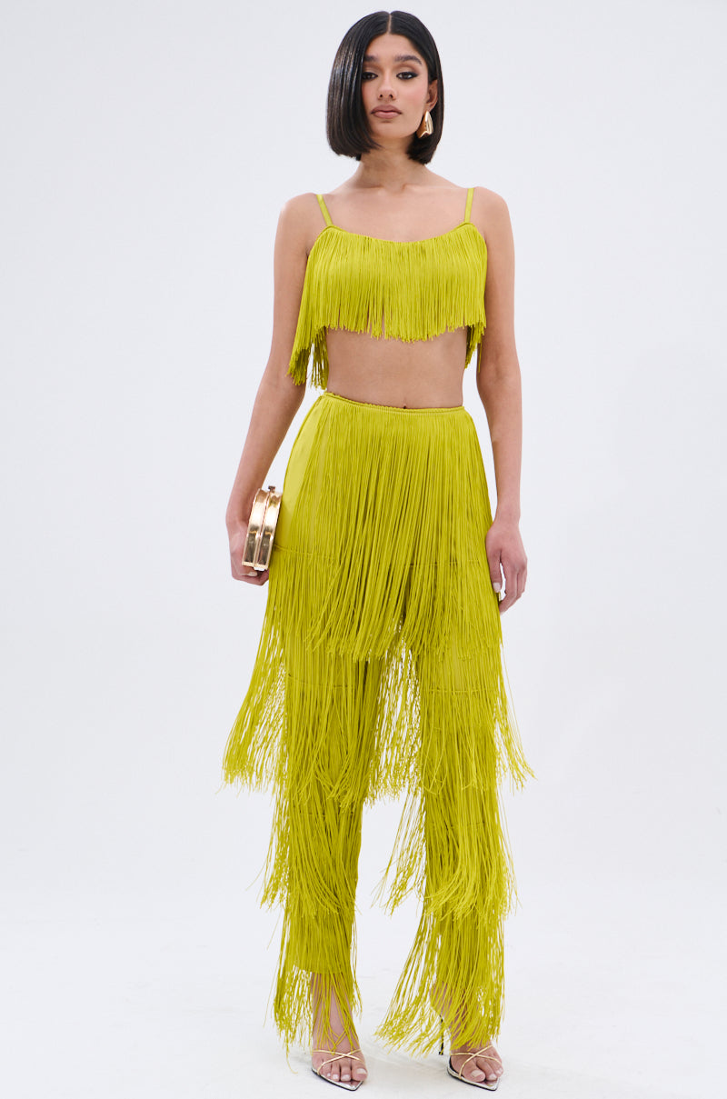 OH SO FRINGE TOP IN GREEN