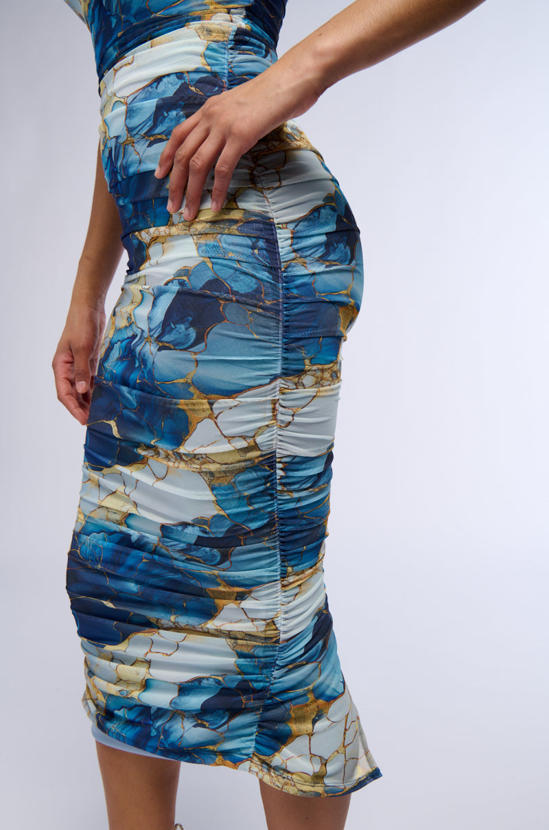 LORRAINE PRINTED MESH MIDI DRESS